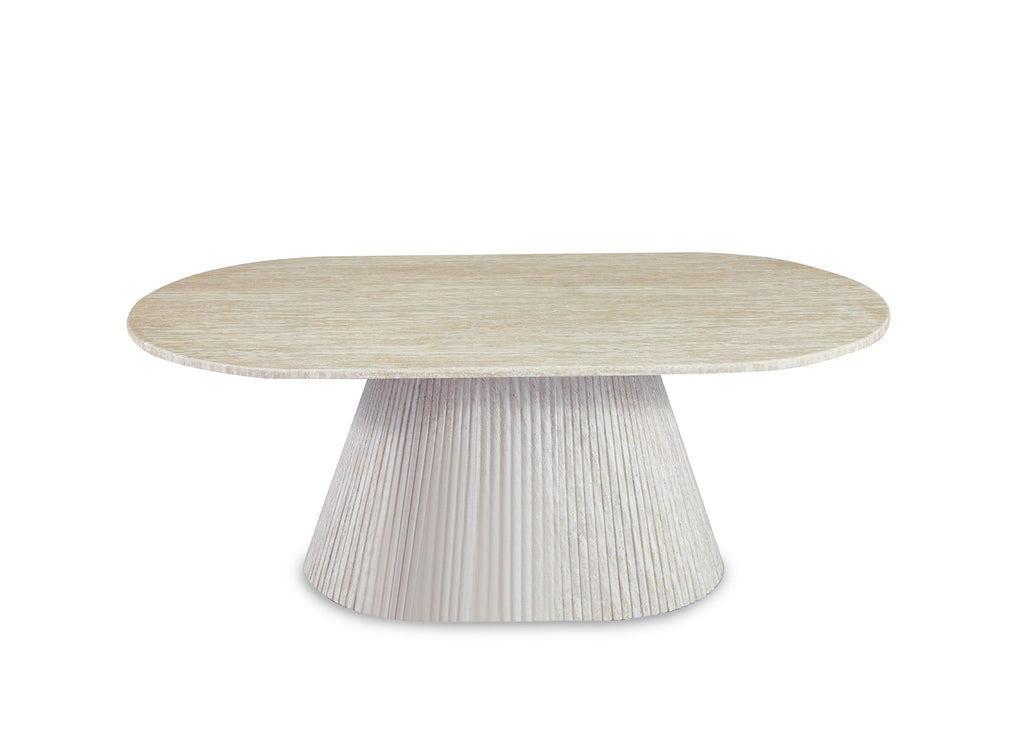 Table basse ovale en marbre composite beige TIANA