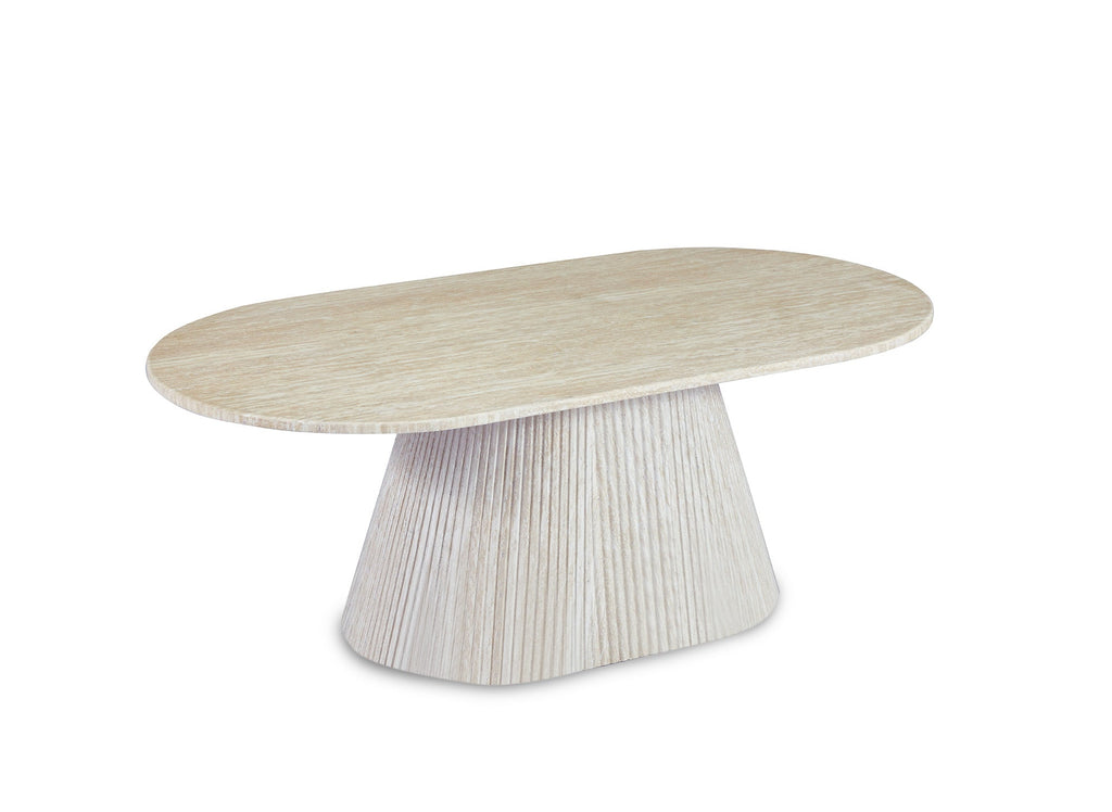 Table basse ovale en marbre composite beige TIANA