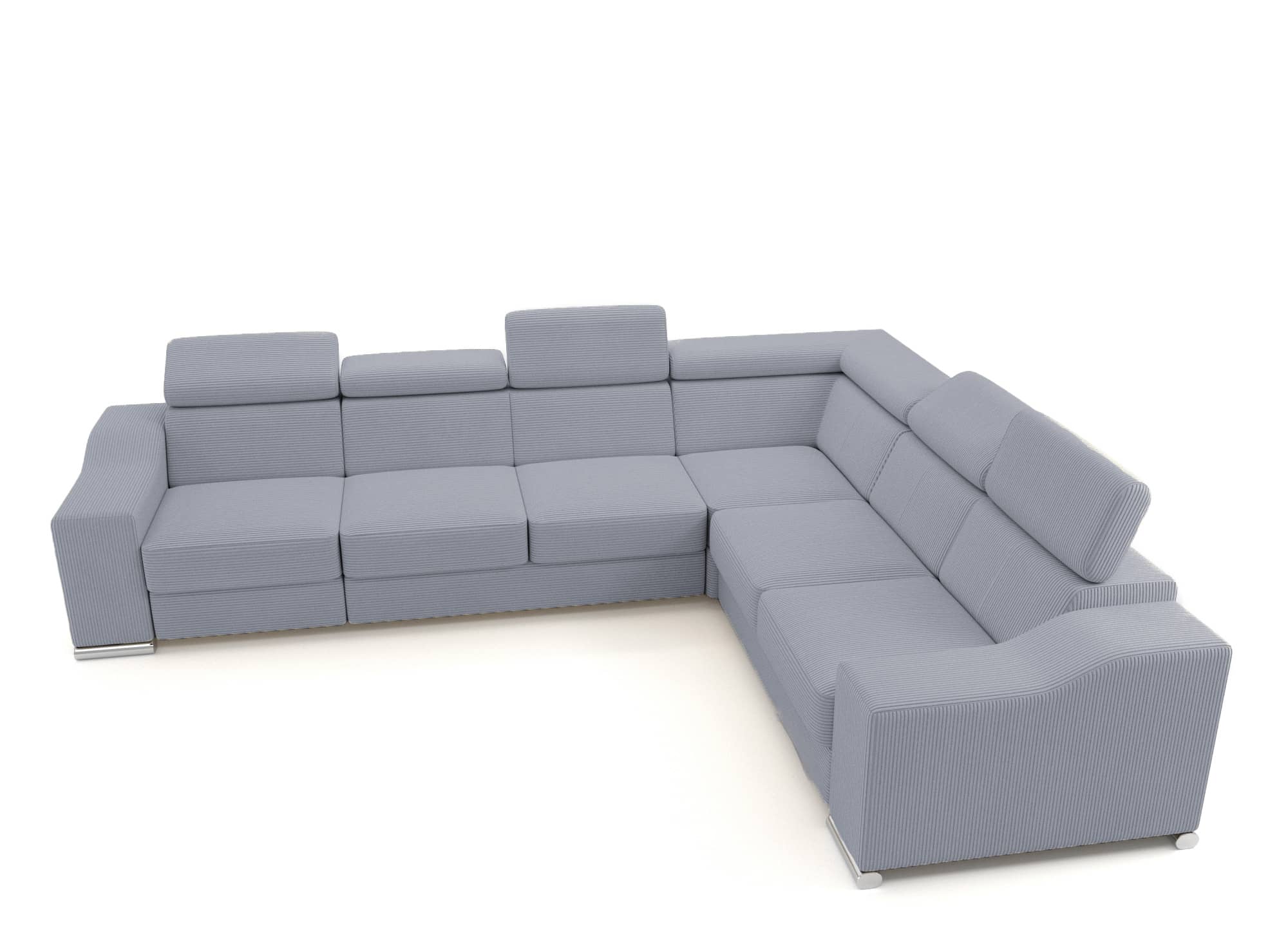 Canapé d'angle convertible réversible en velours côtelé gris clair LEONIE