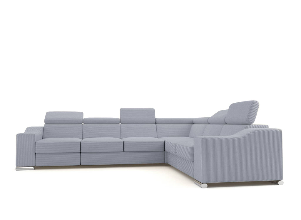 Canapé d'angle convertible réversible en velours côtelé gris clair LEONIE