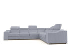 Canapé d'angle convertible réversible en velours côtelé gris clair LEONIE