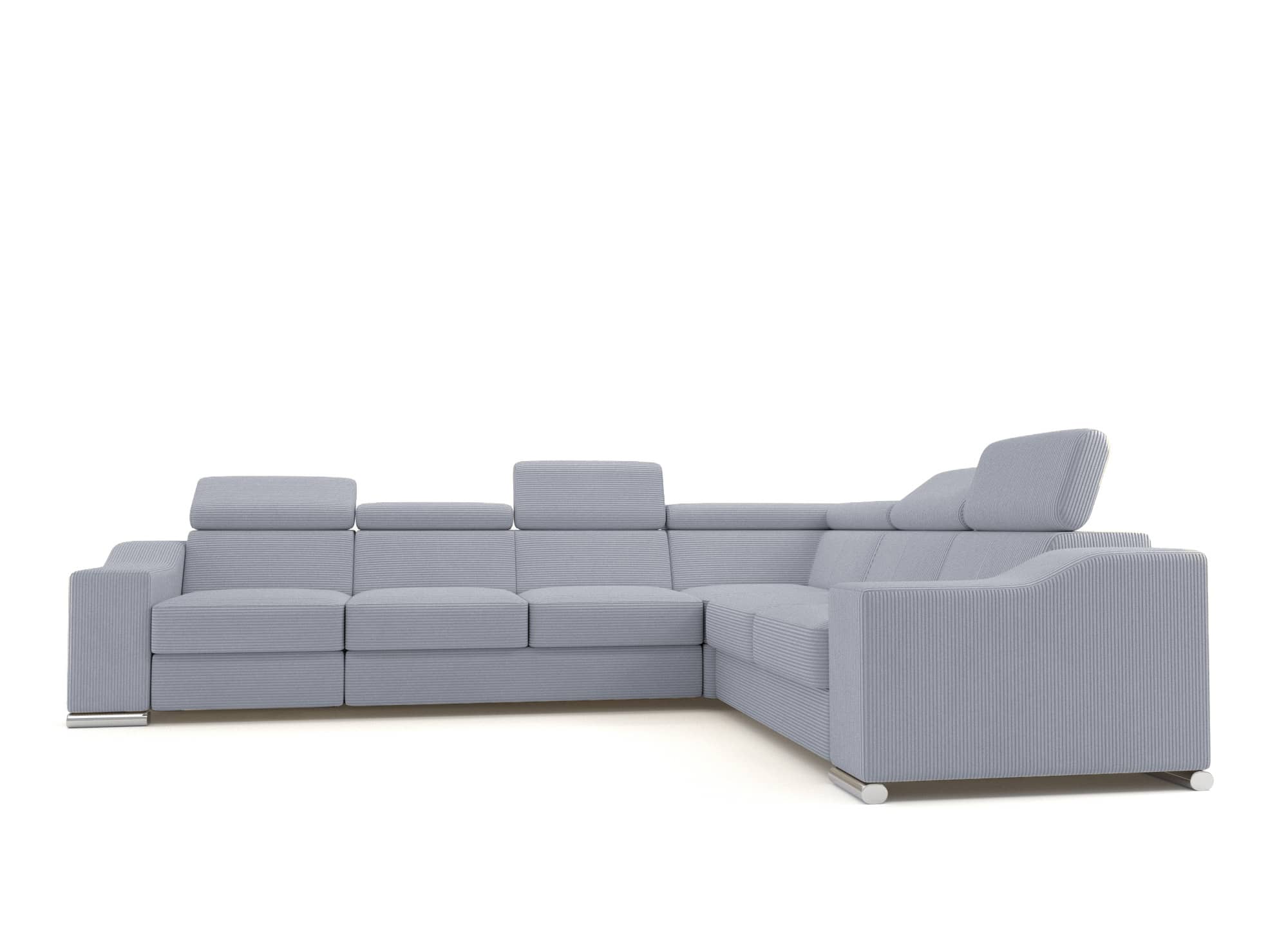 Canapé d'angle convertible réversible en velours côtelé gris clair LEONIE