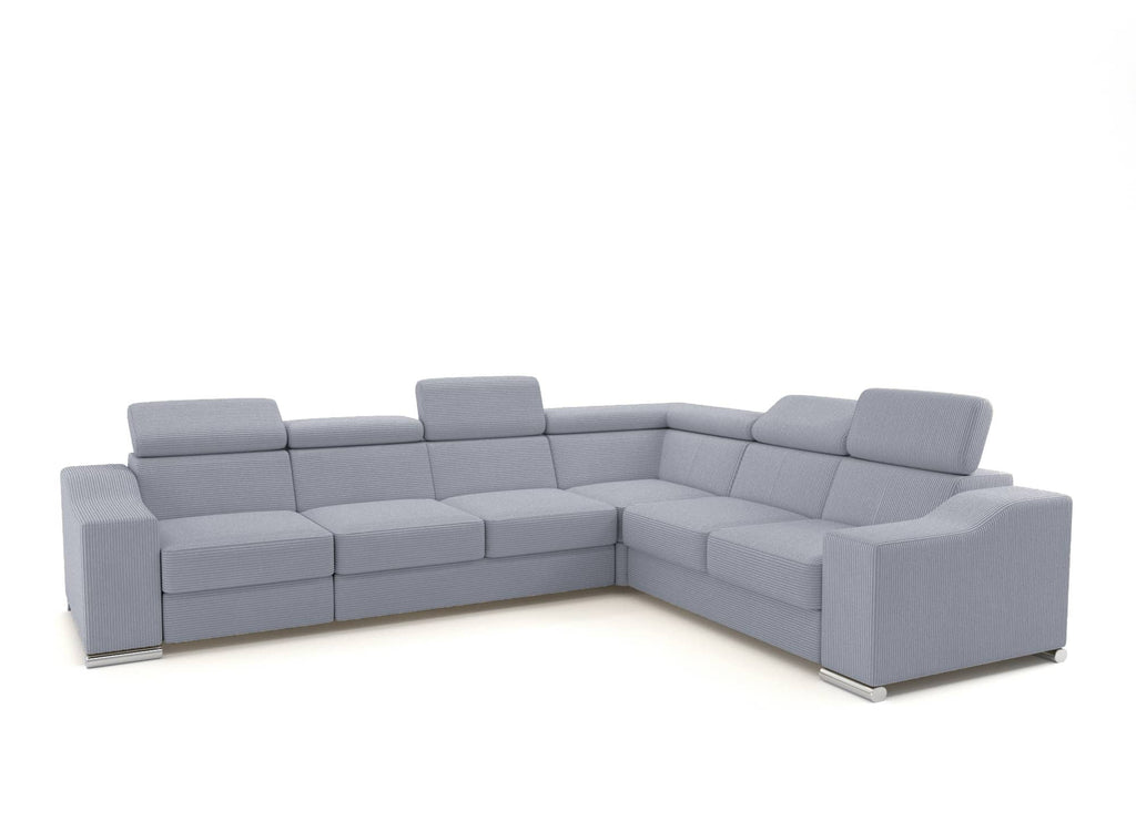 Canapé d'angle convertible réversible en velours côtelé gris clair LEONIE