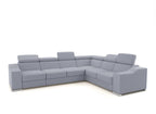 Canapé d'angle convertible réversible en velours côtelé gris clair LEONIE