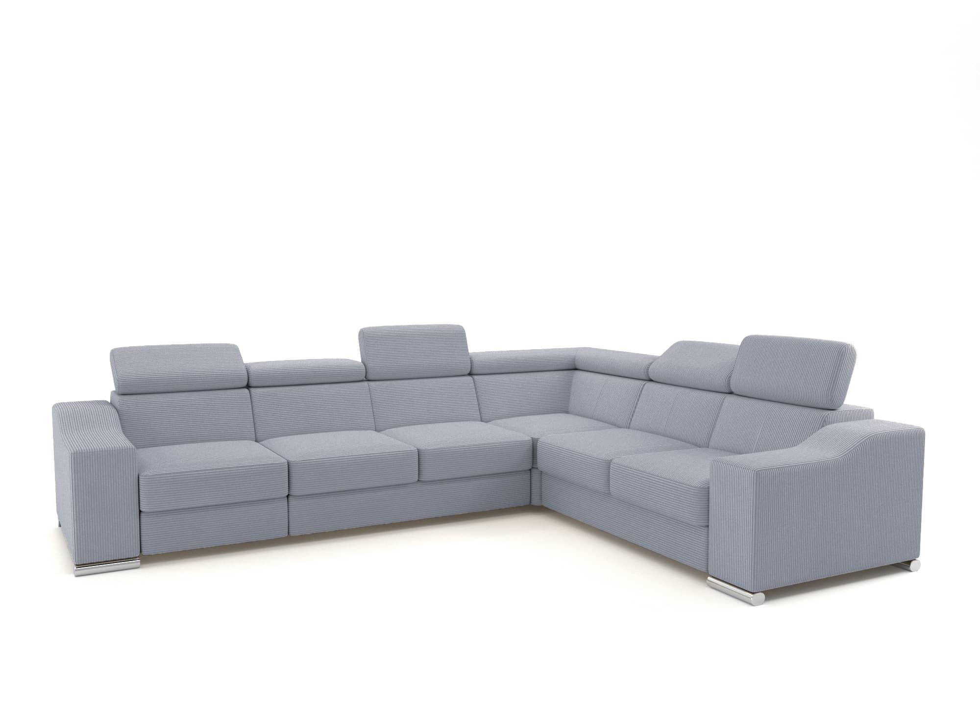 Canapé d'angle convertible réversible en velours côtelé gris clair LEONIE