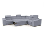 Canapé d'angle convertible réversible en velours côtelé gris clair LEONIE