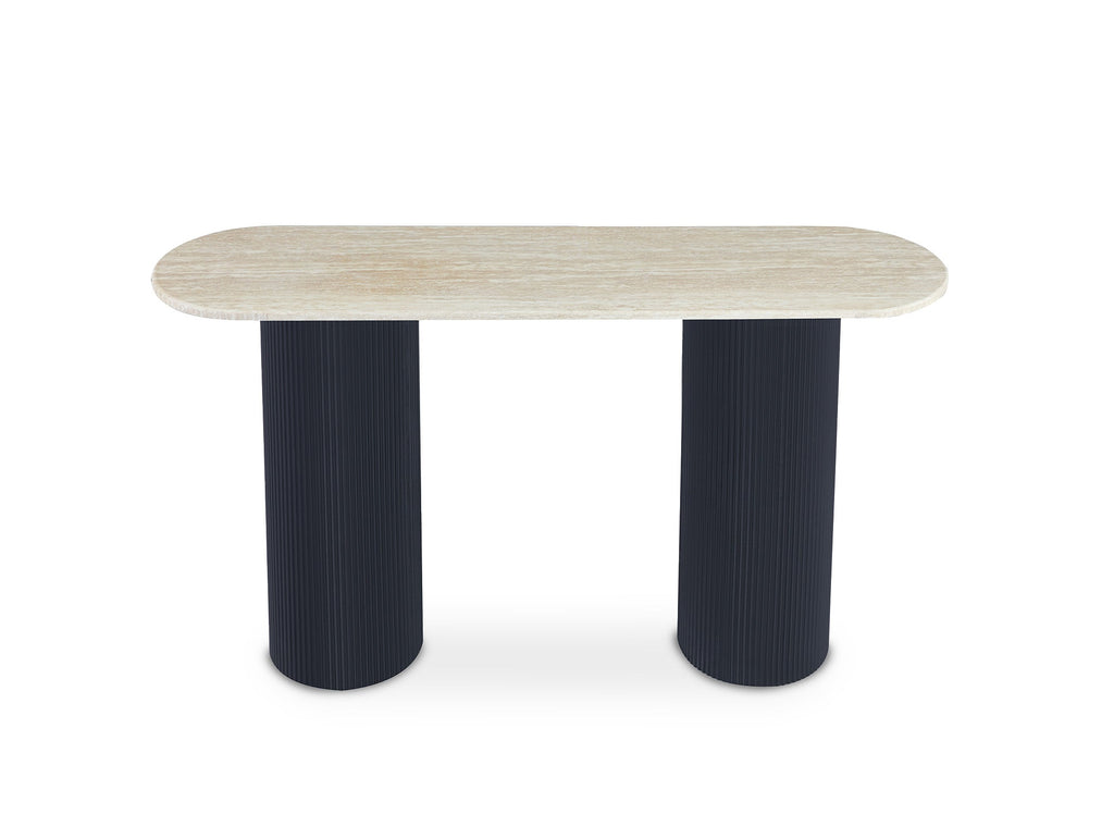 Console en marbre composite beige pieds noir DHARA BLACK