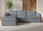 Canapé d'angle gauche convertible avec coffre en velours côtelé épais gris PETUNIA - Angle gauche