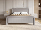 Lit double en tissu doux taupe 160 x200 cm ANELA