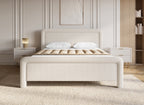 Lit double en tissu doux beige 160 x200 cm ANELA