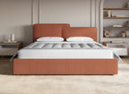 Lit coffre en velours côtelé terracotta 180x200 cm ZELIA