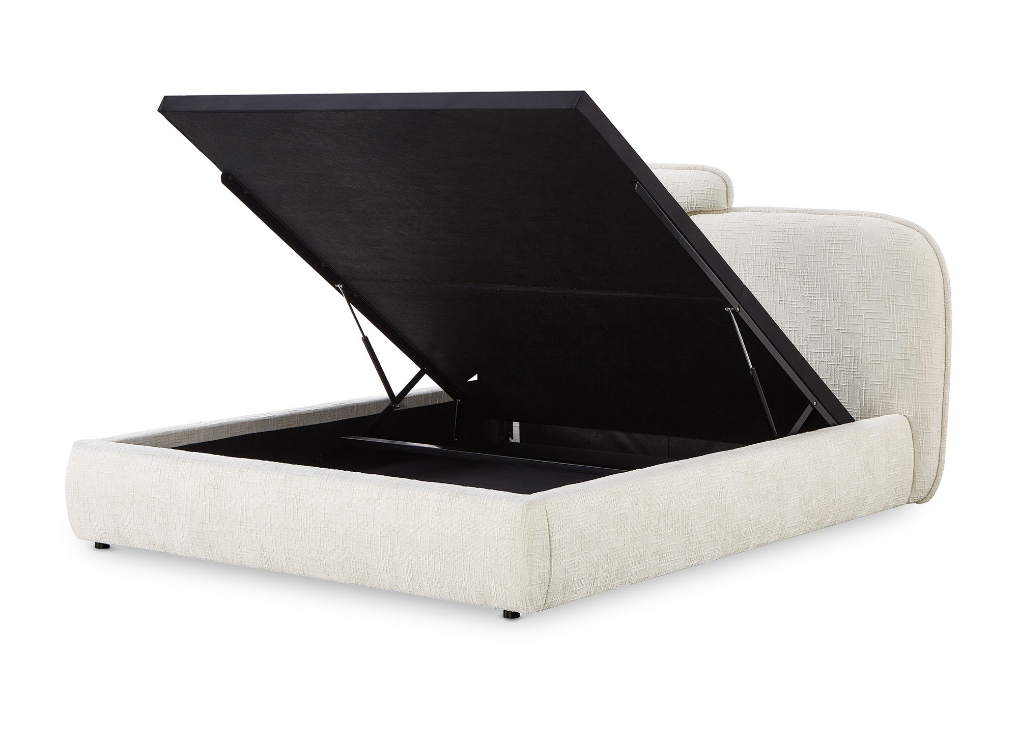 Lit coffre en velours chiné beige 160x200 cm MILENA