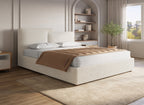 Lit coffre en tissu bouclette beige 160x200 cm ZELIA