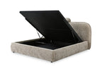 Lit coffre en velours chiné taupe 140x190 cm MILENA
