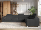 Canapé d'angle convertible réversible en velours côtelé gris anthracite LEONIE
