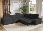 Canapé d'angle convertible réversible en velours côtelé gris anthracite LEONIE