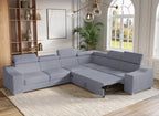 Canapé d'angle convertible réversible en velours côtelé gris clair LEONIE