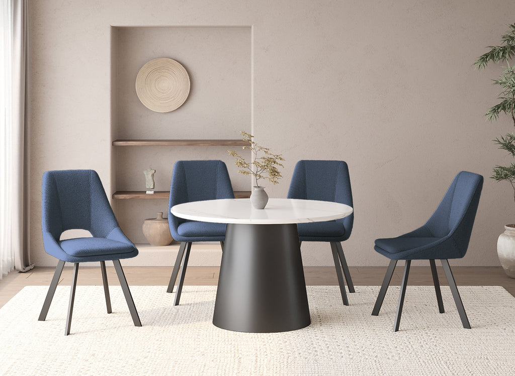 Lot de 4 chaises effet peau de mouton bleu NARCISSE