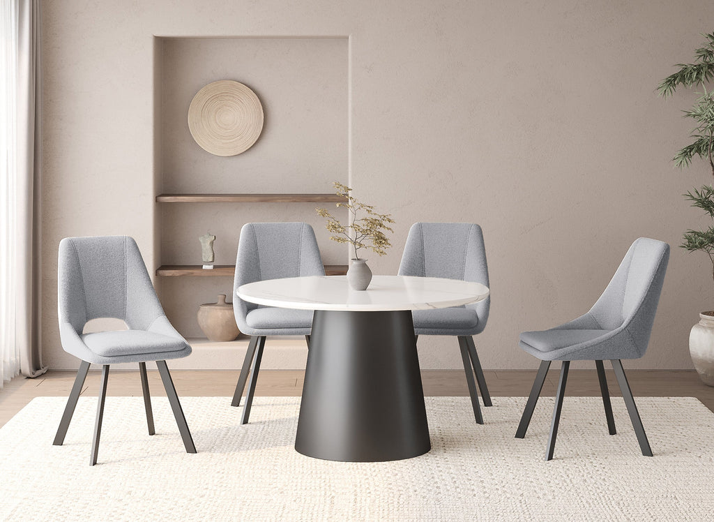 Lot de 4 chaises effet peau de mouton gris clair NARCISSE