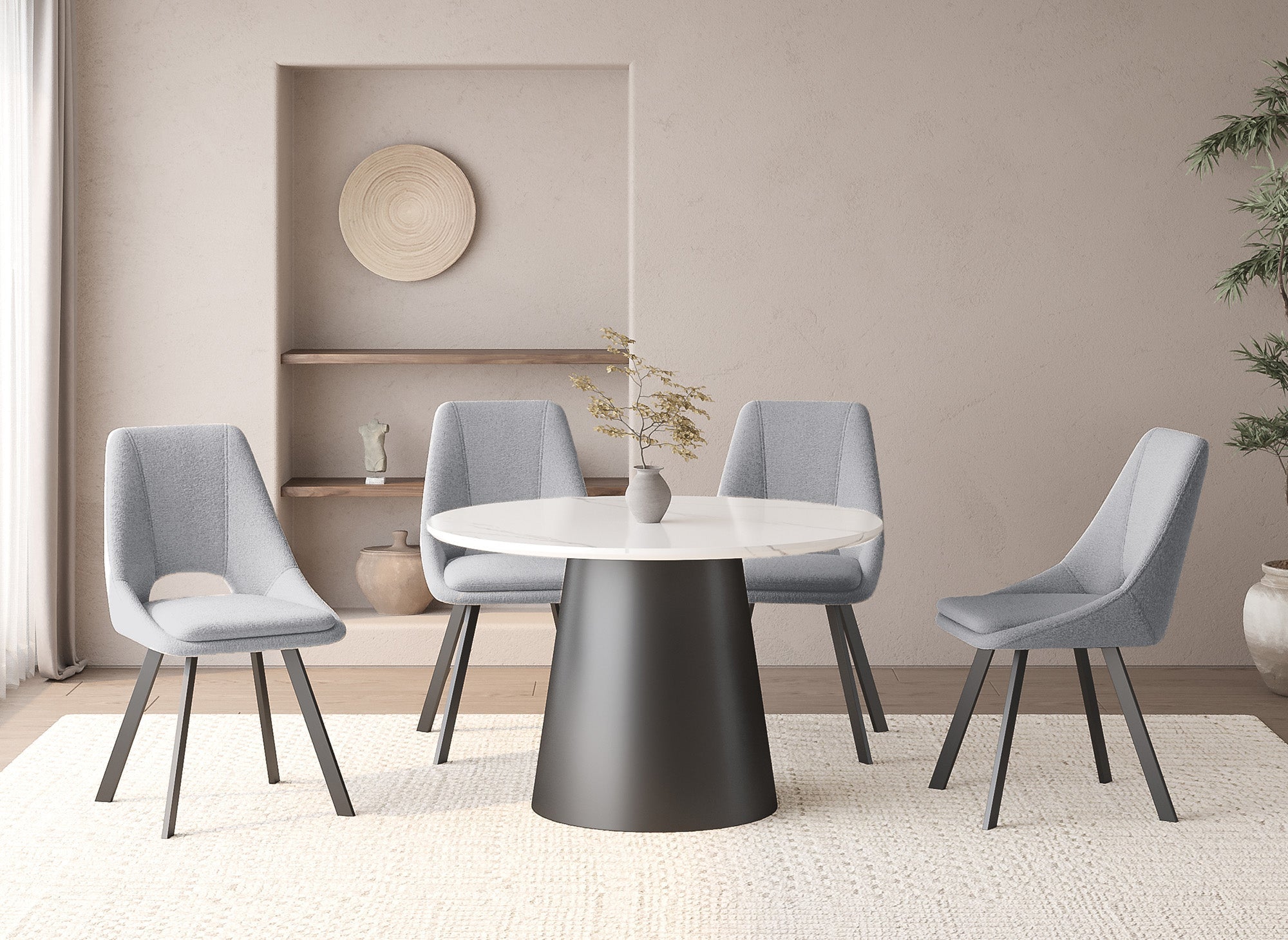 Lot de 4 chaises effet peau de mouton gris clair NARCISSE