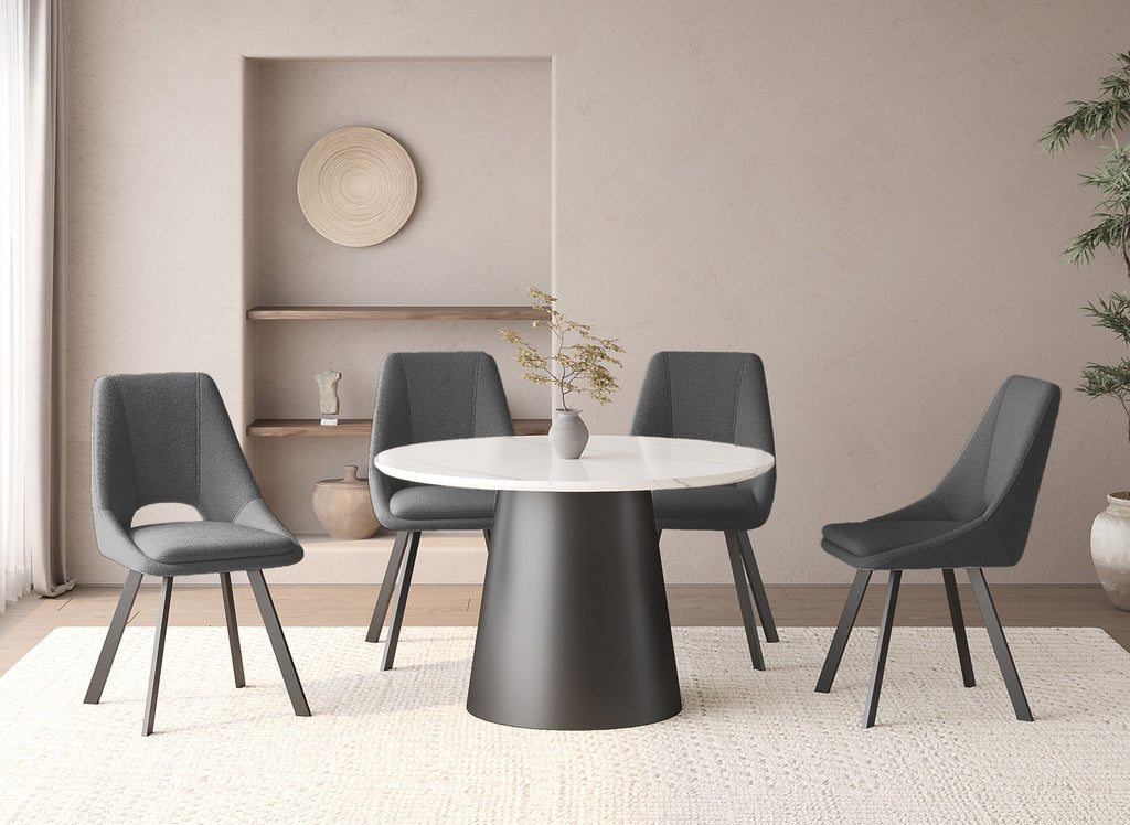 Lot de 4 chaises effet peau de mouton gris foncé NARCISSE