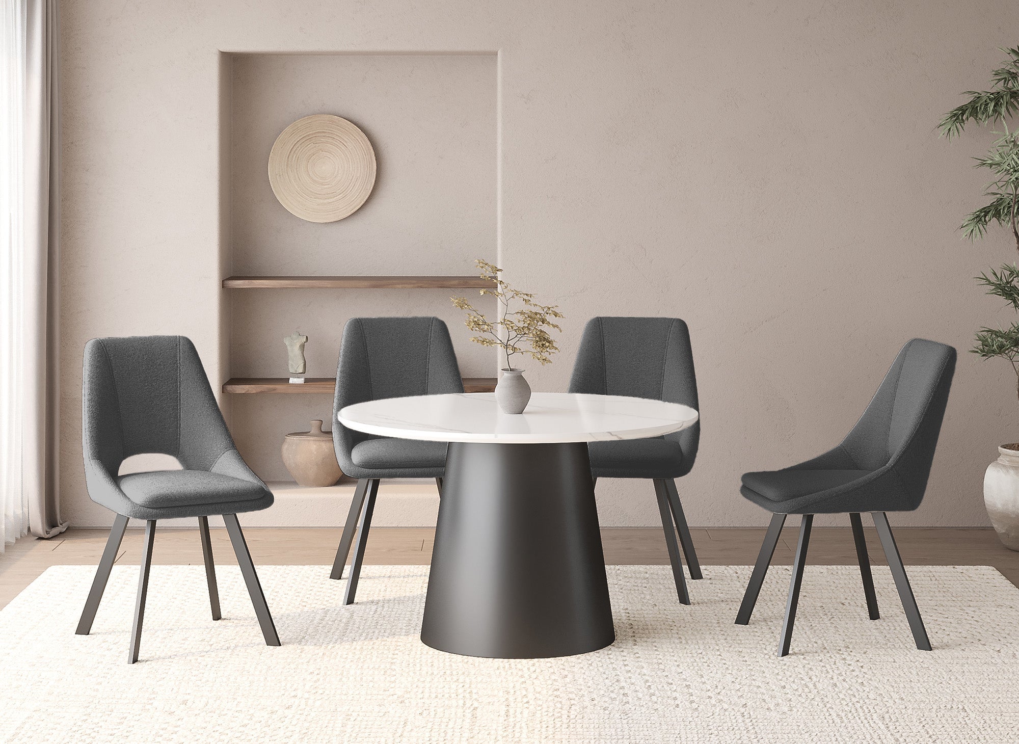 Lot de 4 chaises effet peau de mouton gris foncé NARCISSE