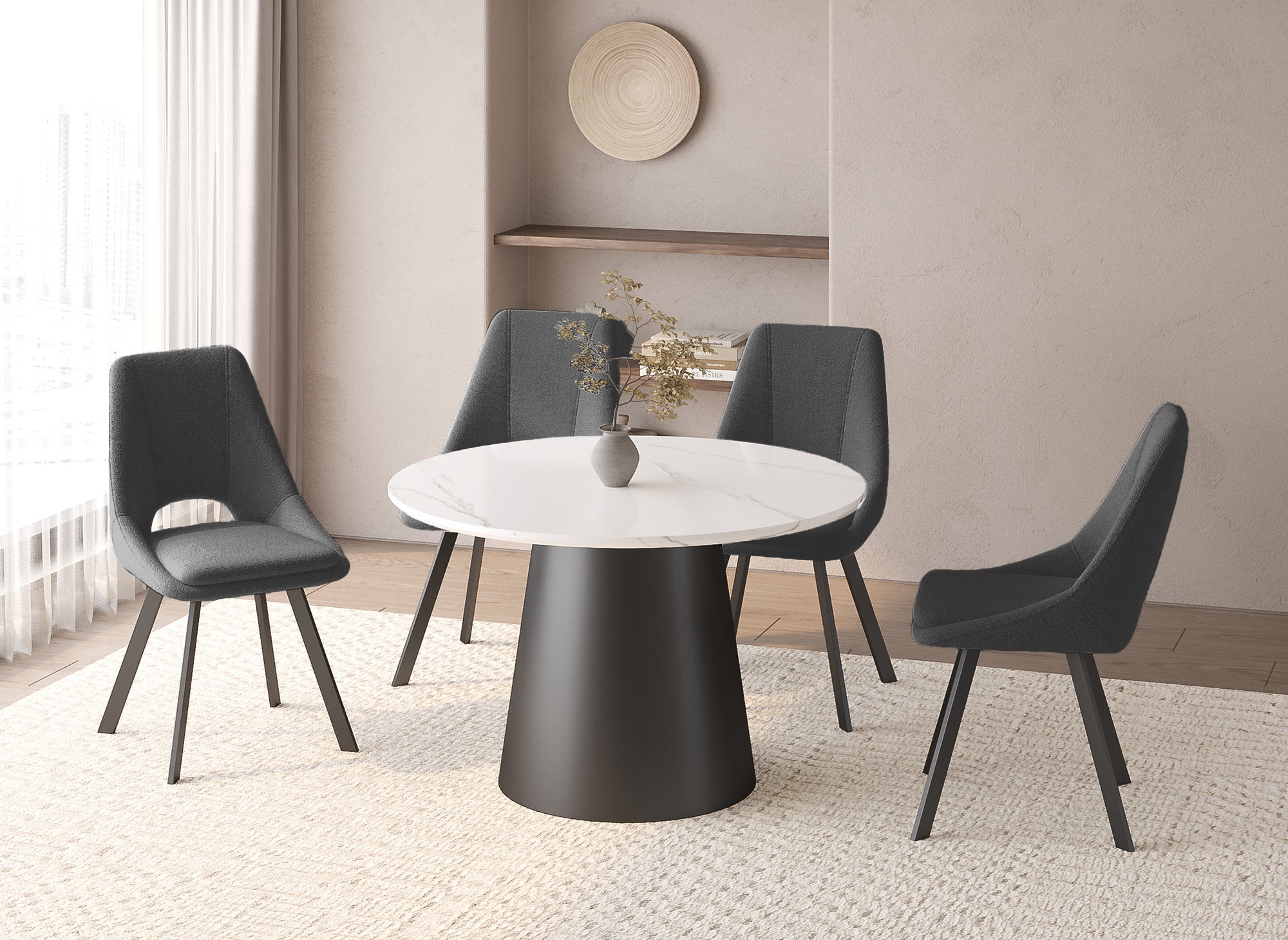 Lot de 4 chaises effet peau de mouton gris foncé NARCISSE