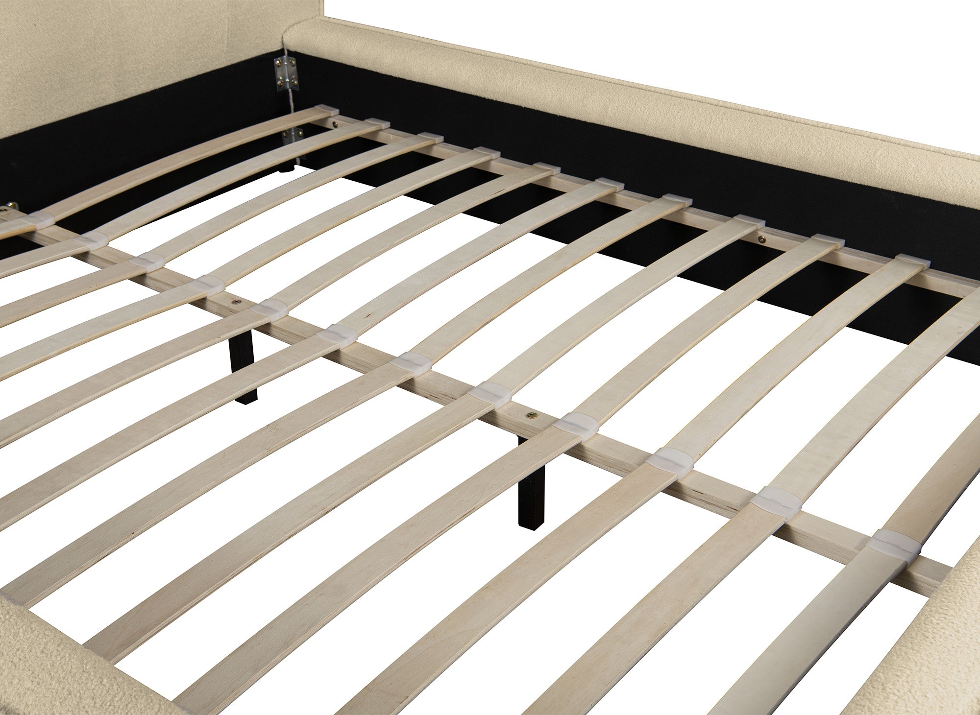 Lit coffre en tissu bouclette beige 180x200cm YUNA