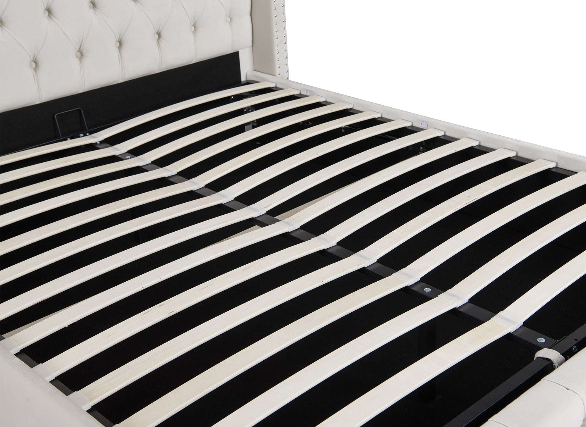 Lit coffre en velours beige 140x190 cm MAXI