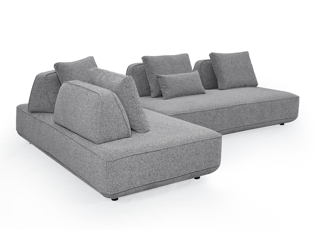 Canapé d'angle réversible en tissu bouclette gris ISAORA