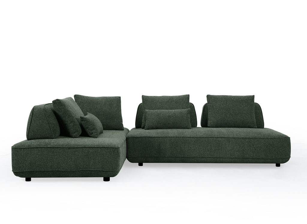 Canapé d'angle réversible en tissu bouclette vert kaki ISAORA