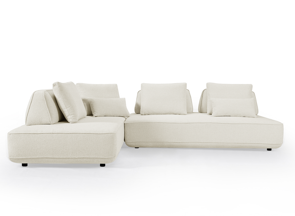 Canapé d'angle réversible en tissu bouclette beige ISAORA