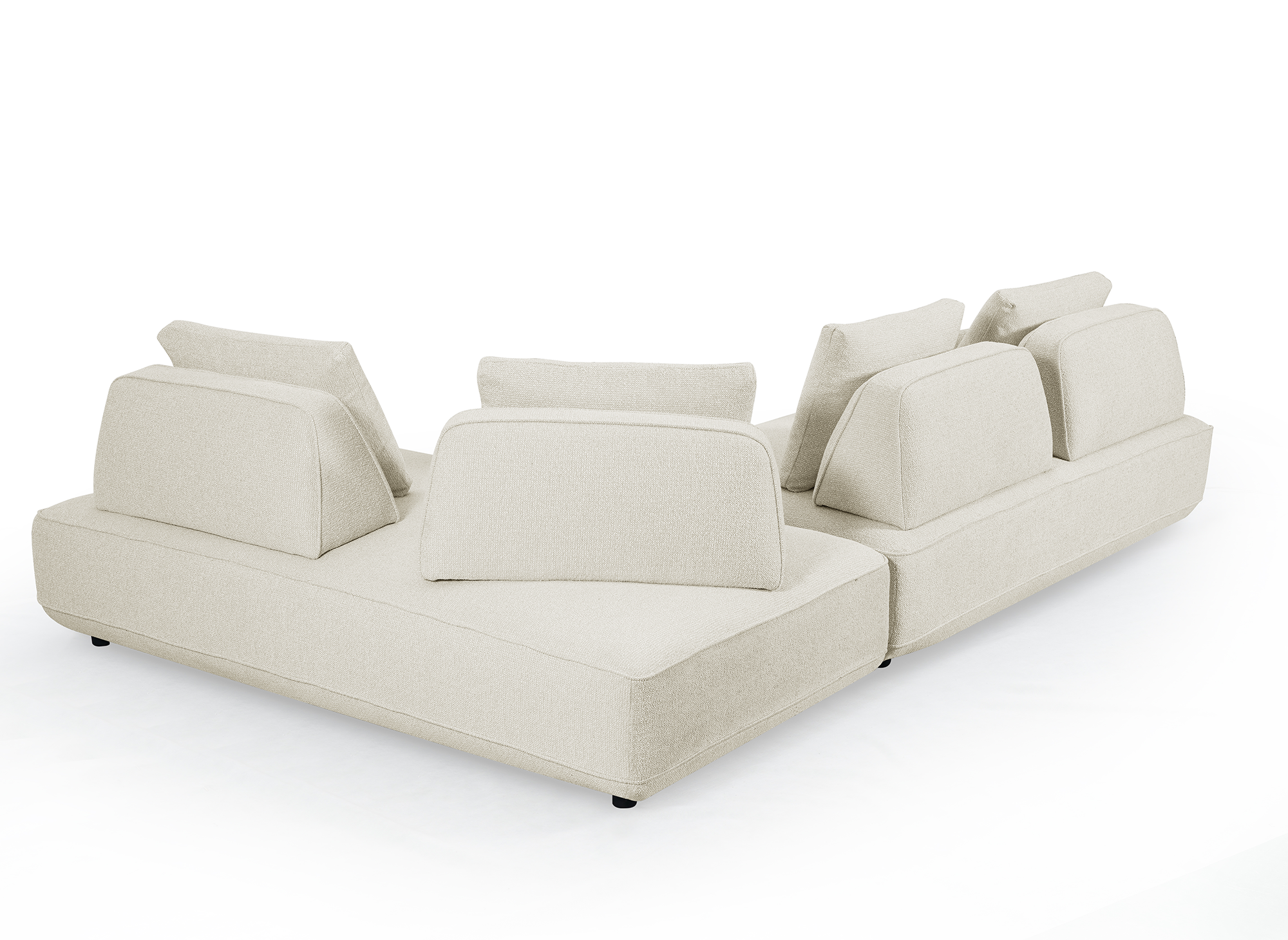 Canapé d'angle réversible en tissu bouclette beige ISAORA