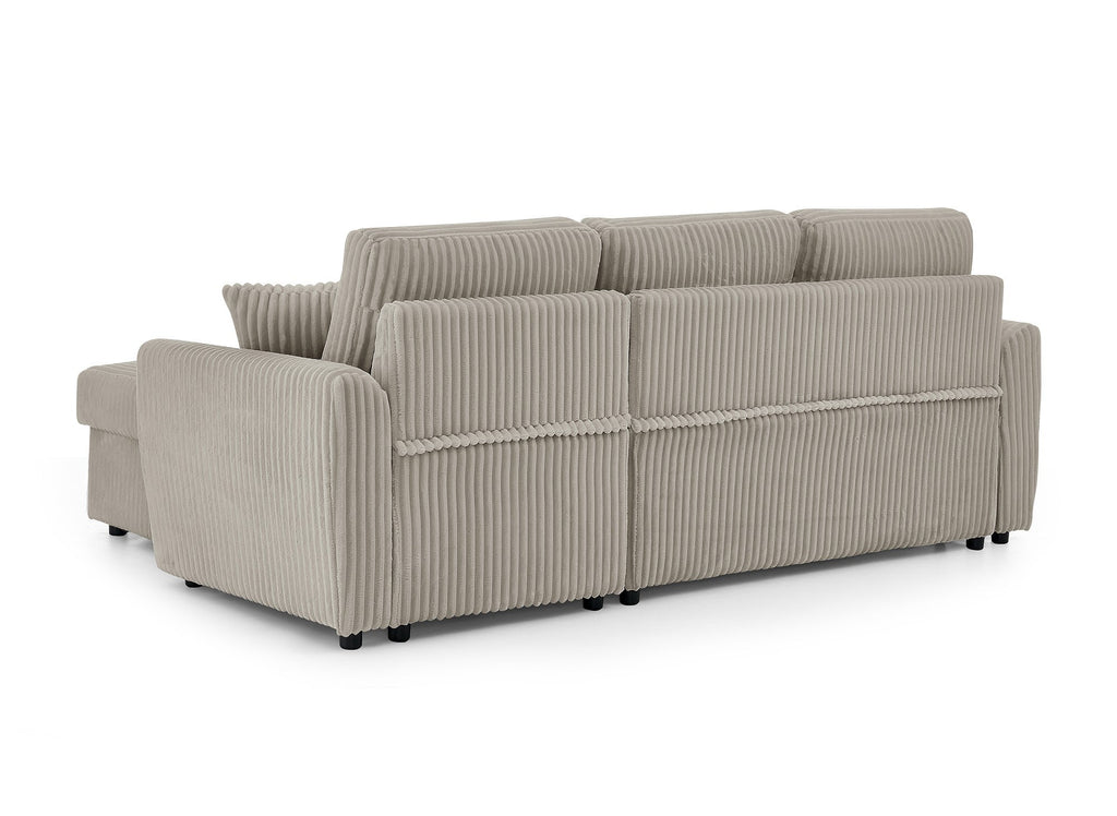 Canapé d'angle convertible et réversible avec coffre en velours côtelé épais  taupe ADRYEN