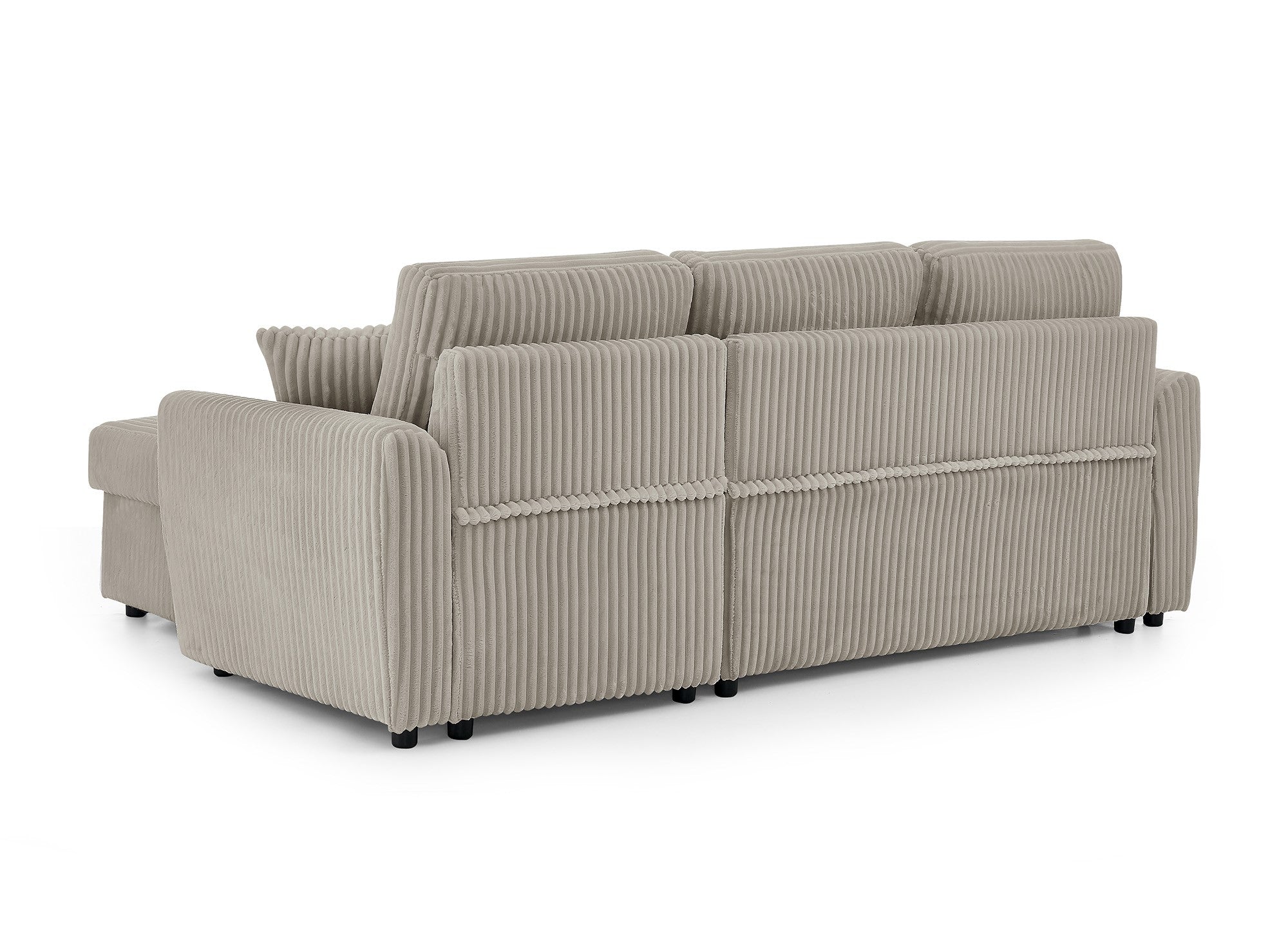 Canapé d'angle convertible et réversible avec coffre en velours côtelé épais  taupe ADRYEN