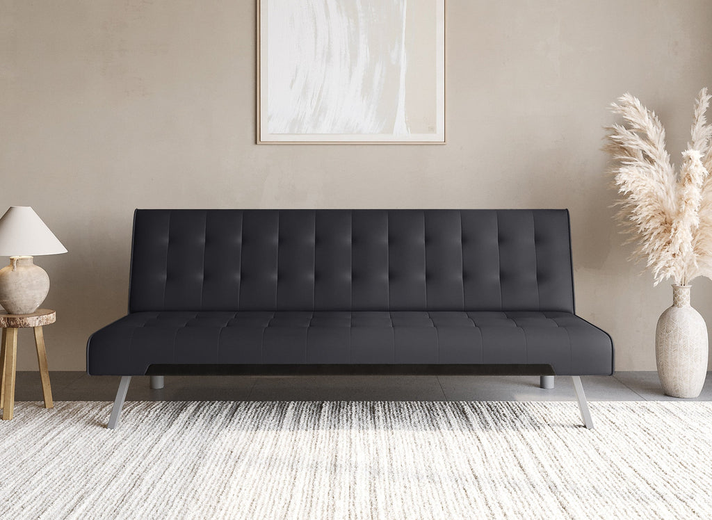 Banquette clic-clac capitonné design noir KEDY