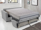 Canapé convertible 3 places LOUNA LUXE en velours côtelé gris clair ouverture express matelas 18 cm
