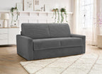 Canapé convertible 3 places LOUNA LUXE en velours côtelé gris foncé ouverture express matelas 18 cm