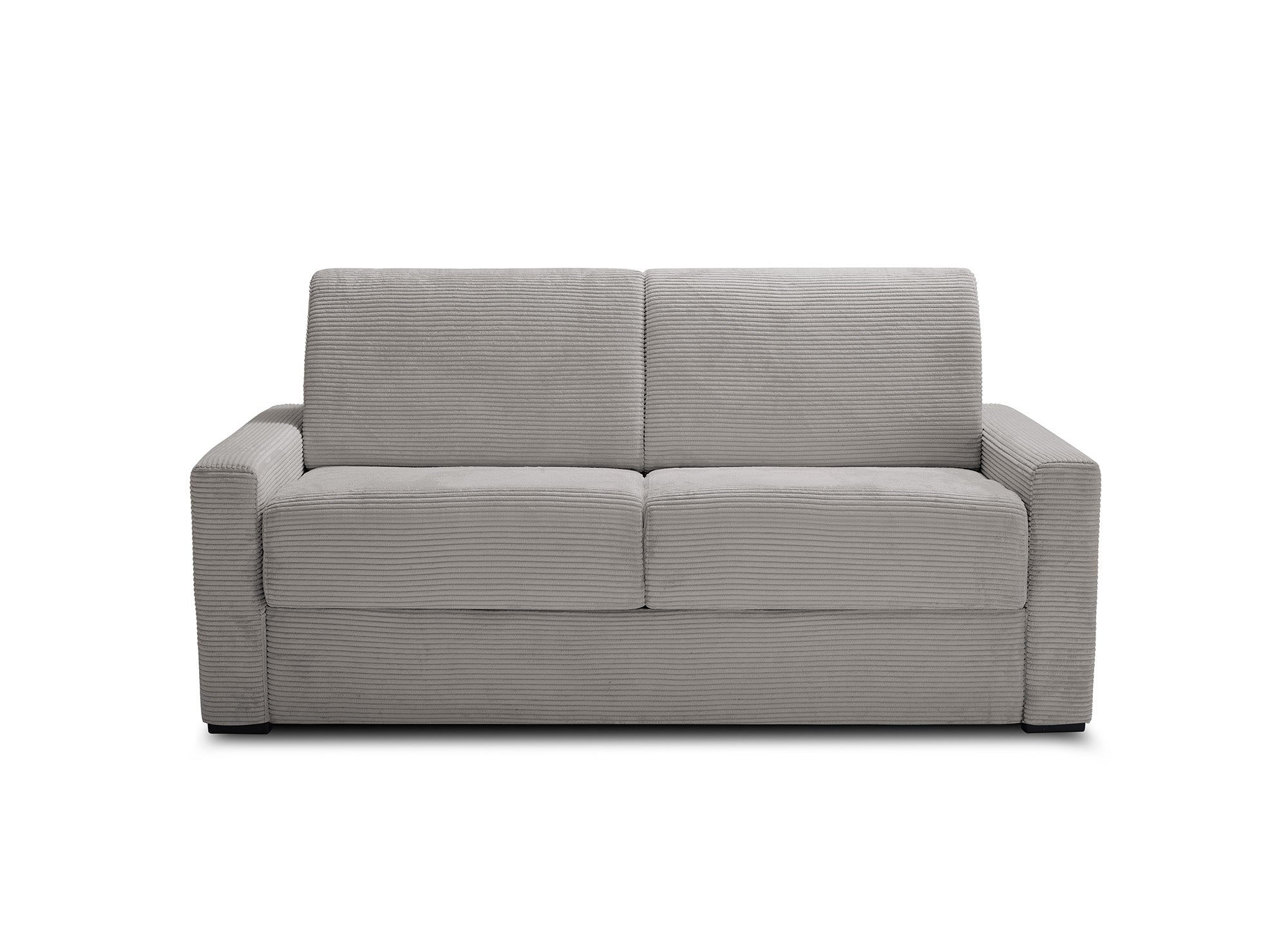 Canapé convertible 3 places LOUNA LUXE en velours côtelé beige ouverture express matelas 18 cm