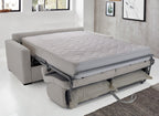 Canapé convertible 3 places LOUNA LUXE en velours côtelé beige ouverture express matelas 18 cm