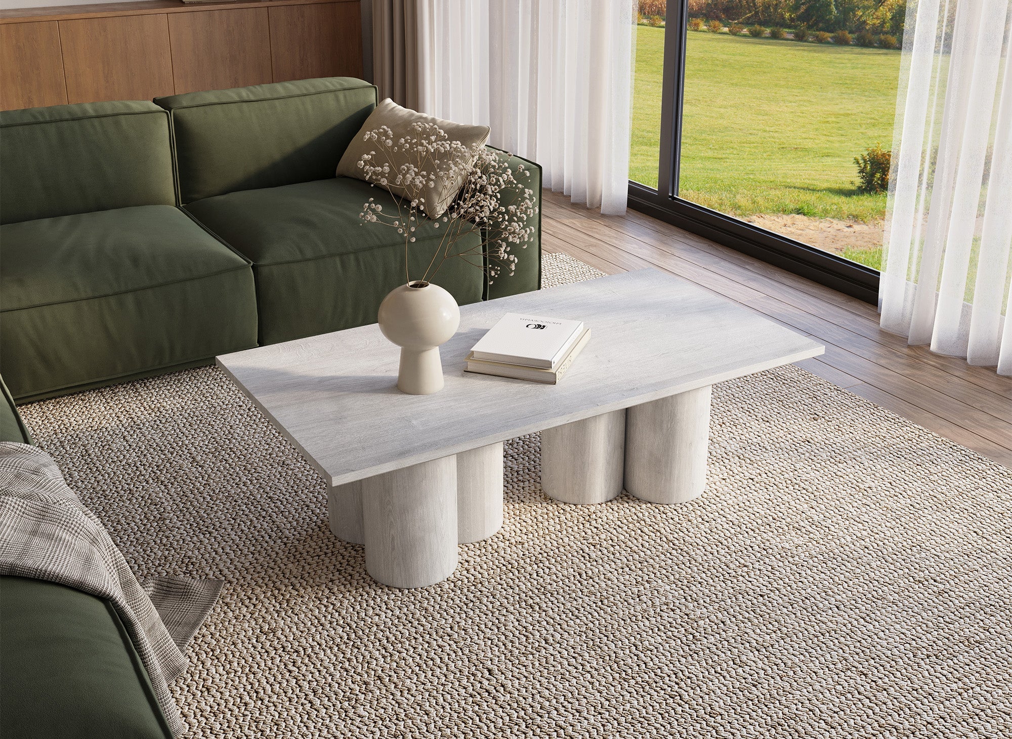 Table basse blanche pieds forme organique ROSALIA