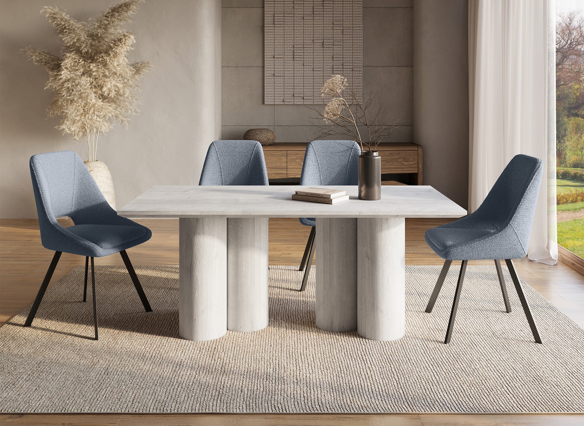 Table à manger blanche pieds forme organique 6 personnes ROSALIA