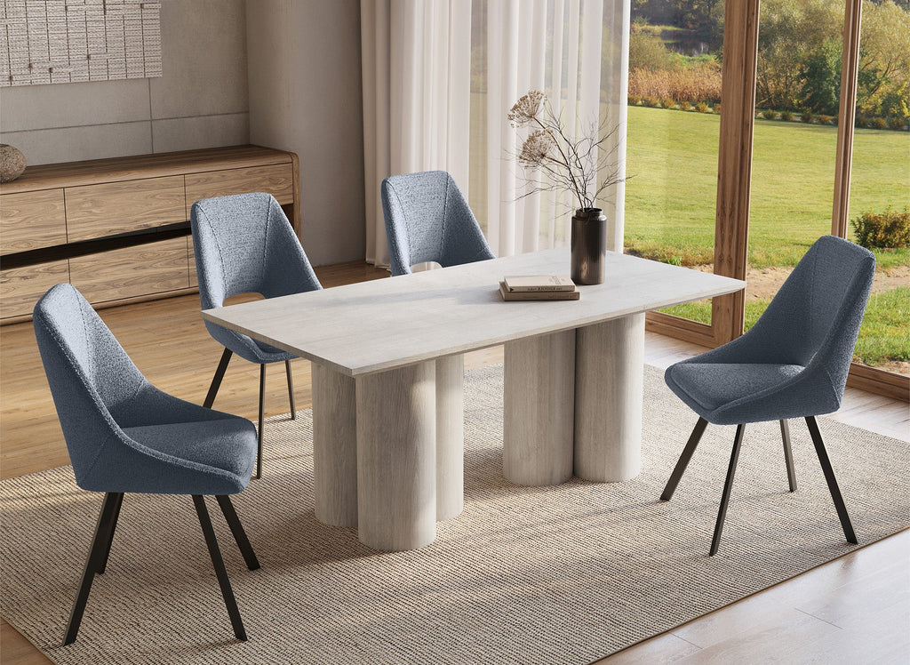 Table à manger blanche pieds forme organique 6 personnes ROSALIA