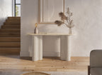 Console en marbre composite beige pieds forme organique VANINA