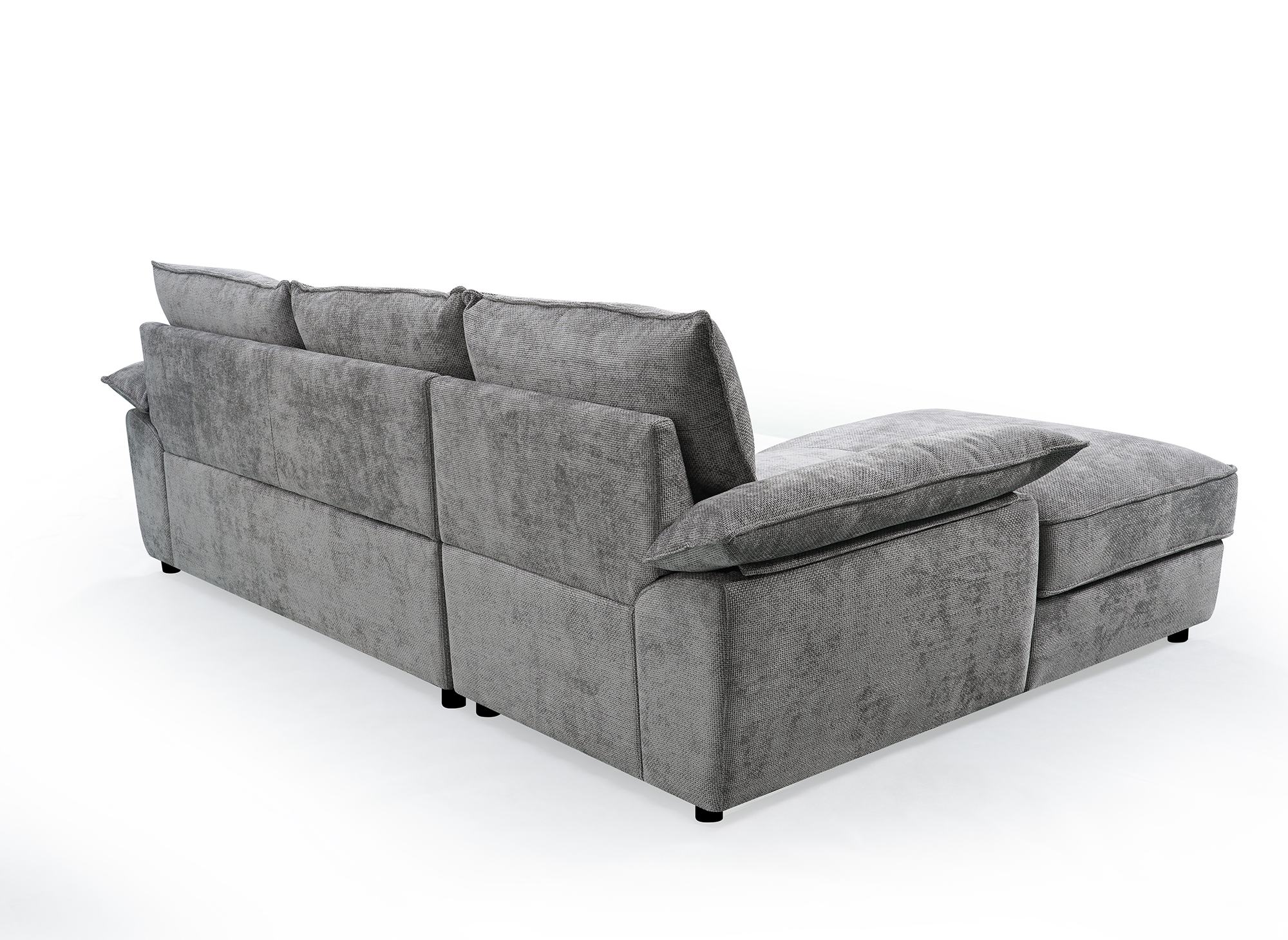 Canapé d'angle convertible avec coffre de rangement en velours chiné gris GABIN - Angle gauche