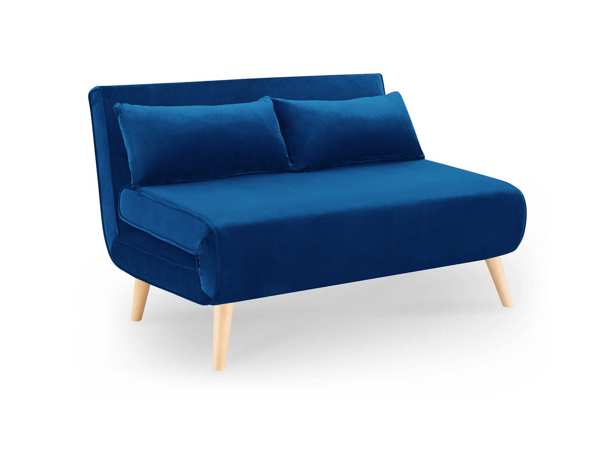 Banquette convertible 2 places en velours bleu TONKA
