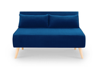 Banquette convertible 2 places en velours bleu TONKA