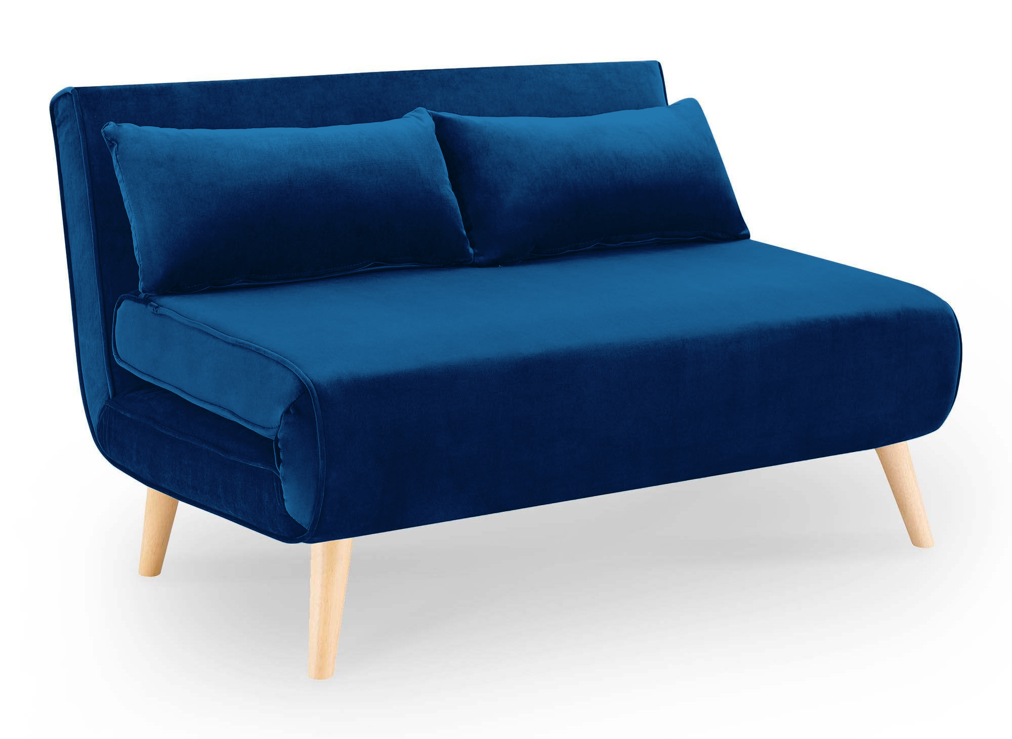 Banquette convertible 2 places en velours bleu TONKA