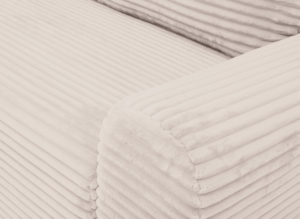 Canapé d'angle gauche convertible avec coffre en velours côtelé épais beige BALI - Angle gauche