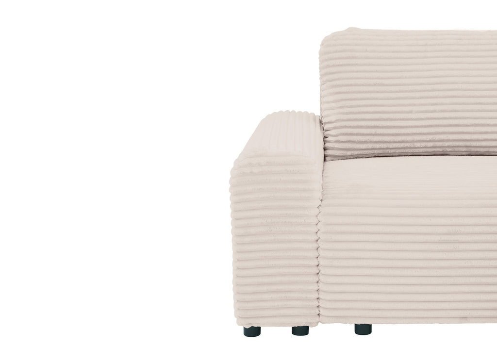 Canapé d'angle droit convertible avec coffre en velours côtelé épais beige BALI - Angle droit